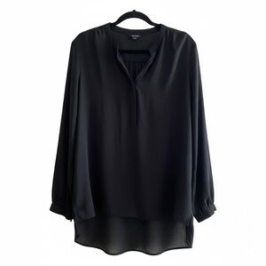 A.N.A A New Approach | Black Roll-Tab Sleeve V-Neck High-Low Blouse